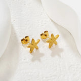 (Same as LPE15891G) Starfish Stud Earrings, Gold - Asonjewelry