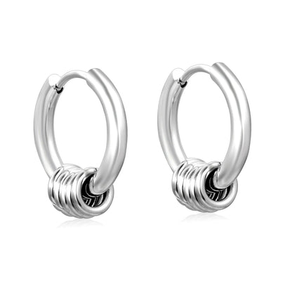 (Same as LPE12541S) Three-Pair Coil Earrings, Steel Color - Asonjewelry