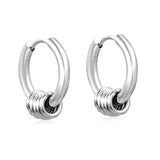 (Same as LPE12541S) Three-Pair Coil Earrings, Steel Color - Asonjewelry