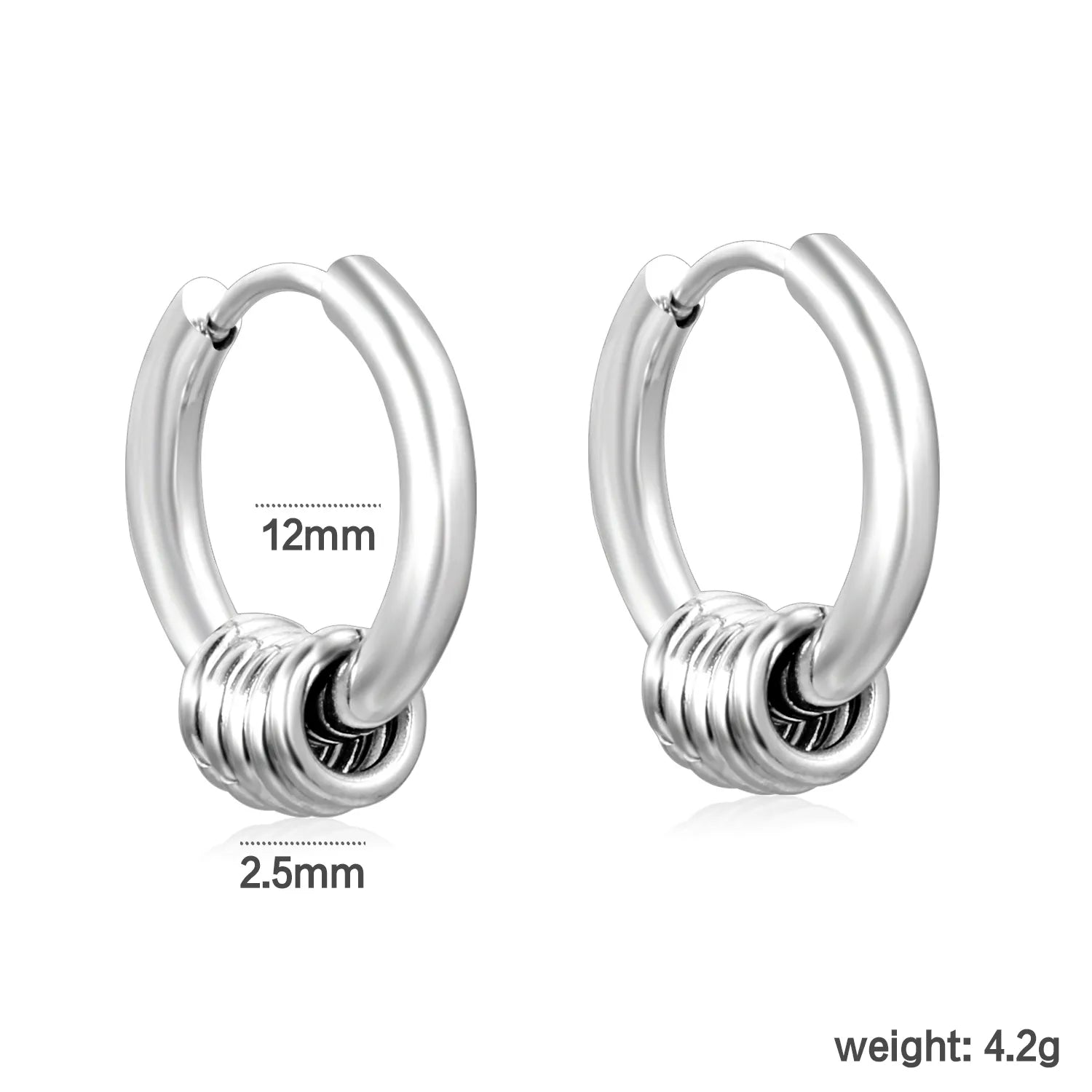 (Same as LPE12541S) Three-Pair Coil Earrings, Steel Color - Asonjewelry
