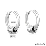 (Same as LPE12541S) Three-Pair Coil Earrings, Steel Color - Asonjewelry