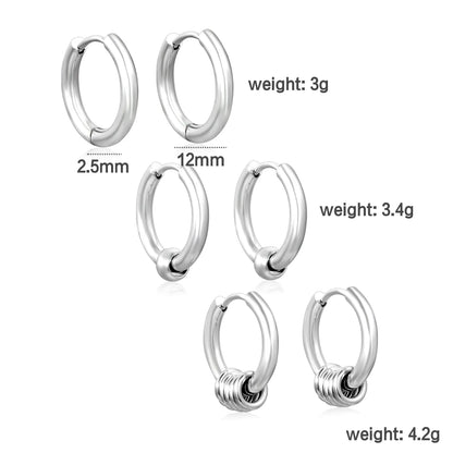 (Same as LPE12541S) Three-Pair Coil Earrings, Steel Color - Asonjewelry