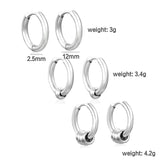 (Same as LPE12541S) Three-Pair Coil Earrings, Steel Color - Asonjewelry