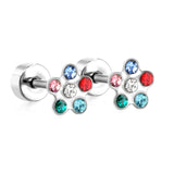 (Same as LPE11291S) Mixed-Color Stud Earrings, Steel Gray - Asonjewelry