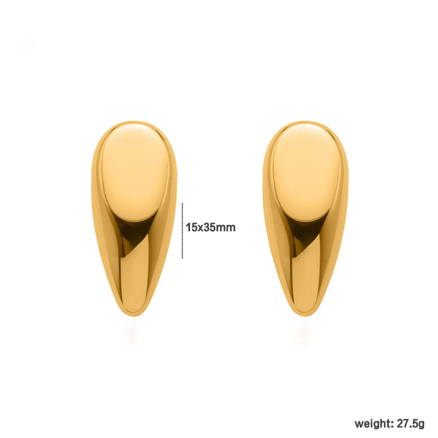 15*35mm Drop Stud Earrings Steel Gray & Gold - Asonjewelry