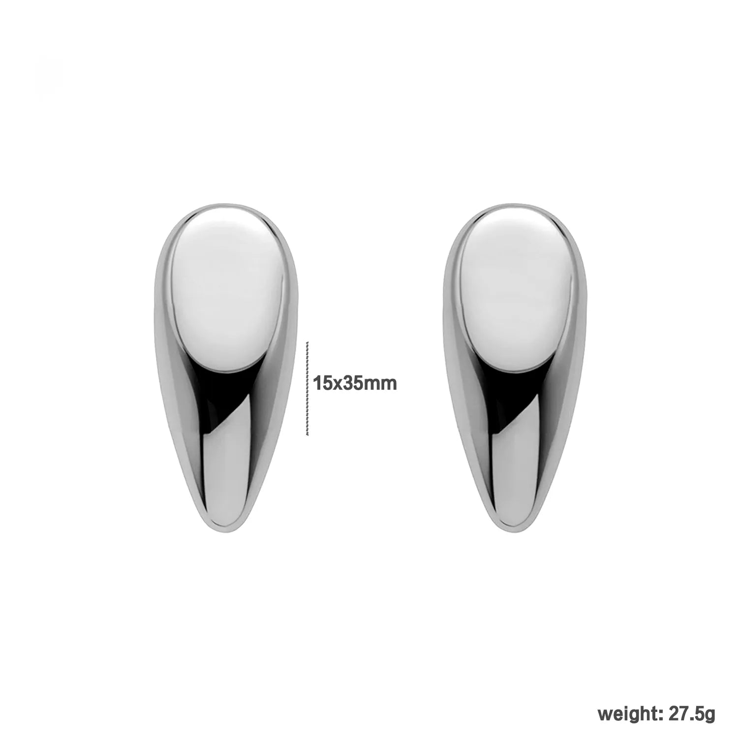 15*35mm Drop Stud Earrings Steel Gray & Gold - Asonjewelry