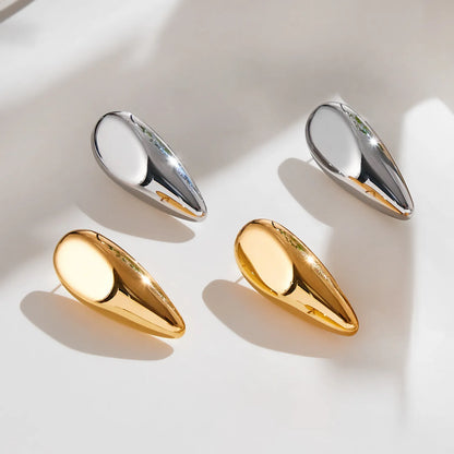 15*35mm Drop Stud Earrings Steel Gray & Gold - Asonjewelry