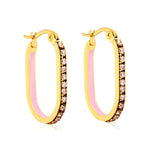 2.26 * 22mm oval-shaped geometric band with white/purple/blue/pink/orange diamonds, ear hooks, golden color asonjewelry