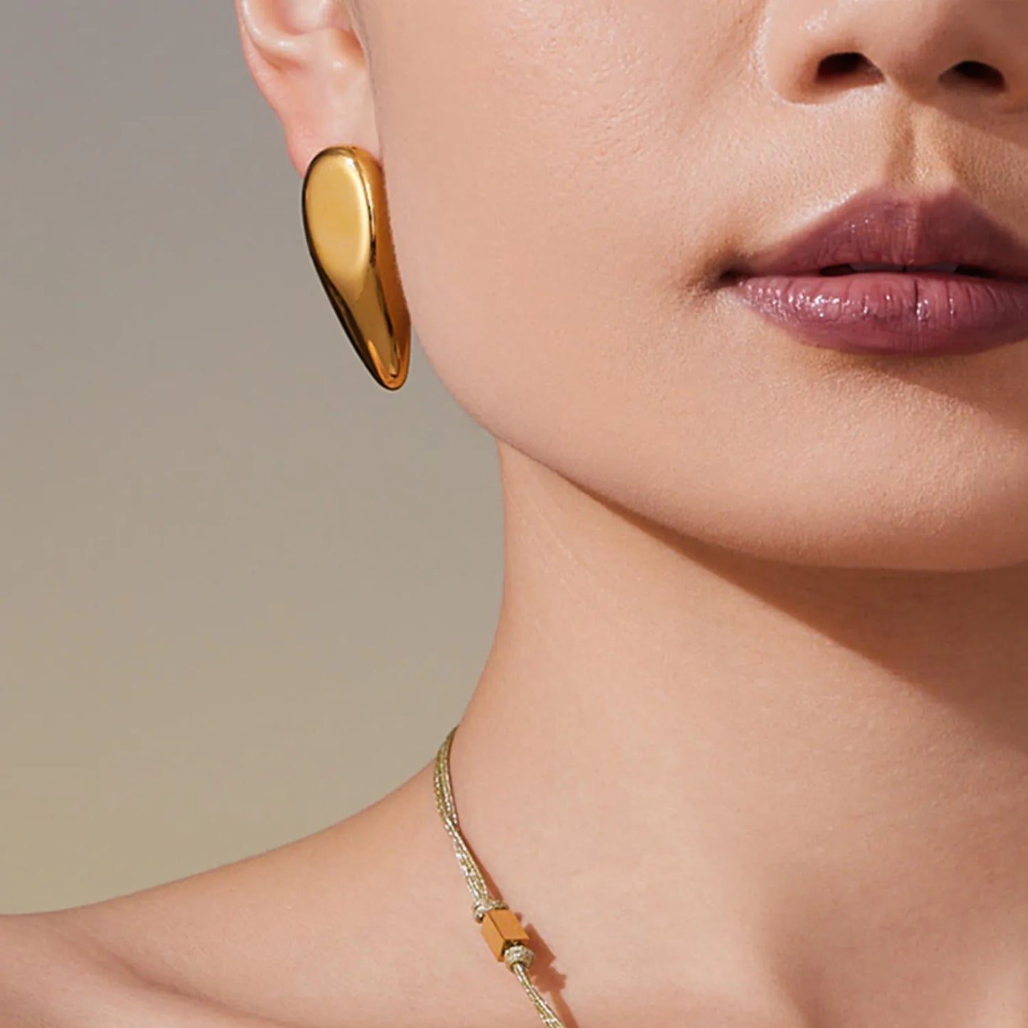 15*35mm Drop Stud Earrings Steel Gray & Gold - Asonjewelry