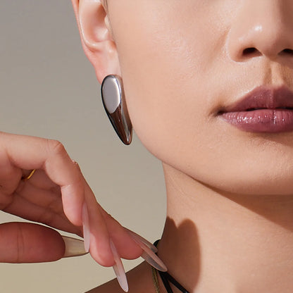 15*35mm Drop Stud Earrings Steel Gray & Gold - Asonjewelry