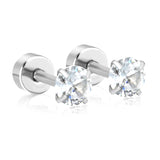 (Same as LPE11291S) Mixed-Color Stud Earrings, Steel Gray - Asonjewelry