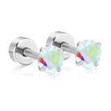 (Same as LPE11291S) Mixed-Color Stud Earrings, Steel Gray - Asonjewelry