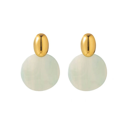 Pink, purple, green, amber, gray, light brown irregular earrings Gold 13*20mm oval + 34mm irregular round resin pieces - Asonjewelry