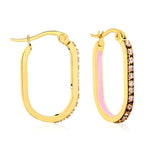 2.26 * 22mm oval-shaped geometric band with white/purple/blue/pink/orange diamonds, ear hooks, golden color asonjewelry
