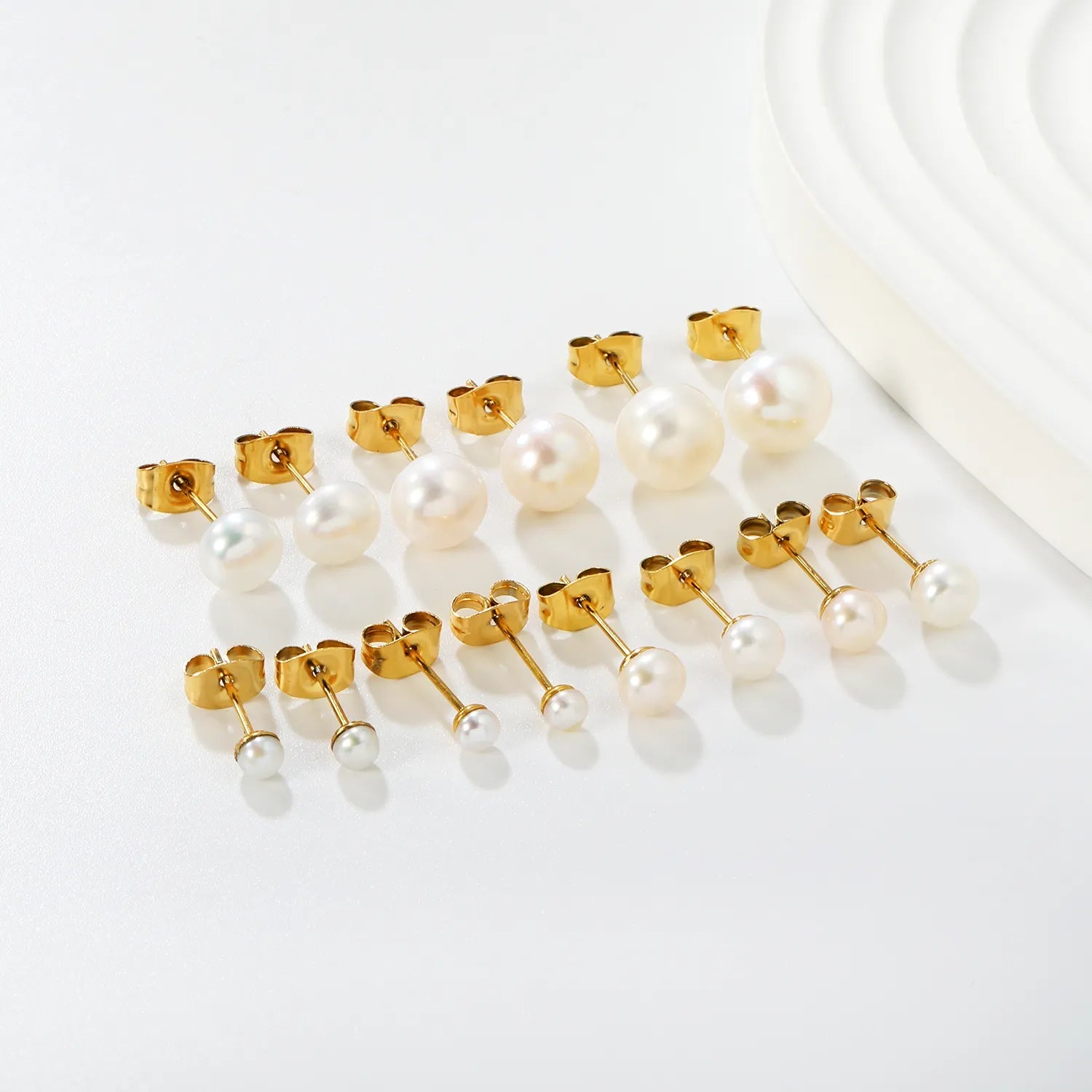 3mm/4mm/5mm/6mm/7mm/8mm/9mm bread pearl (freshwater pearl) butterfly stud earrings, gold asonjewelry