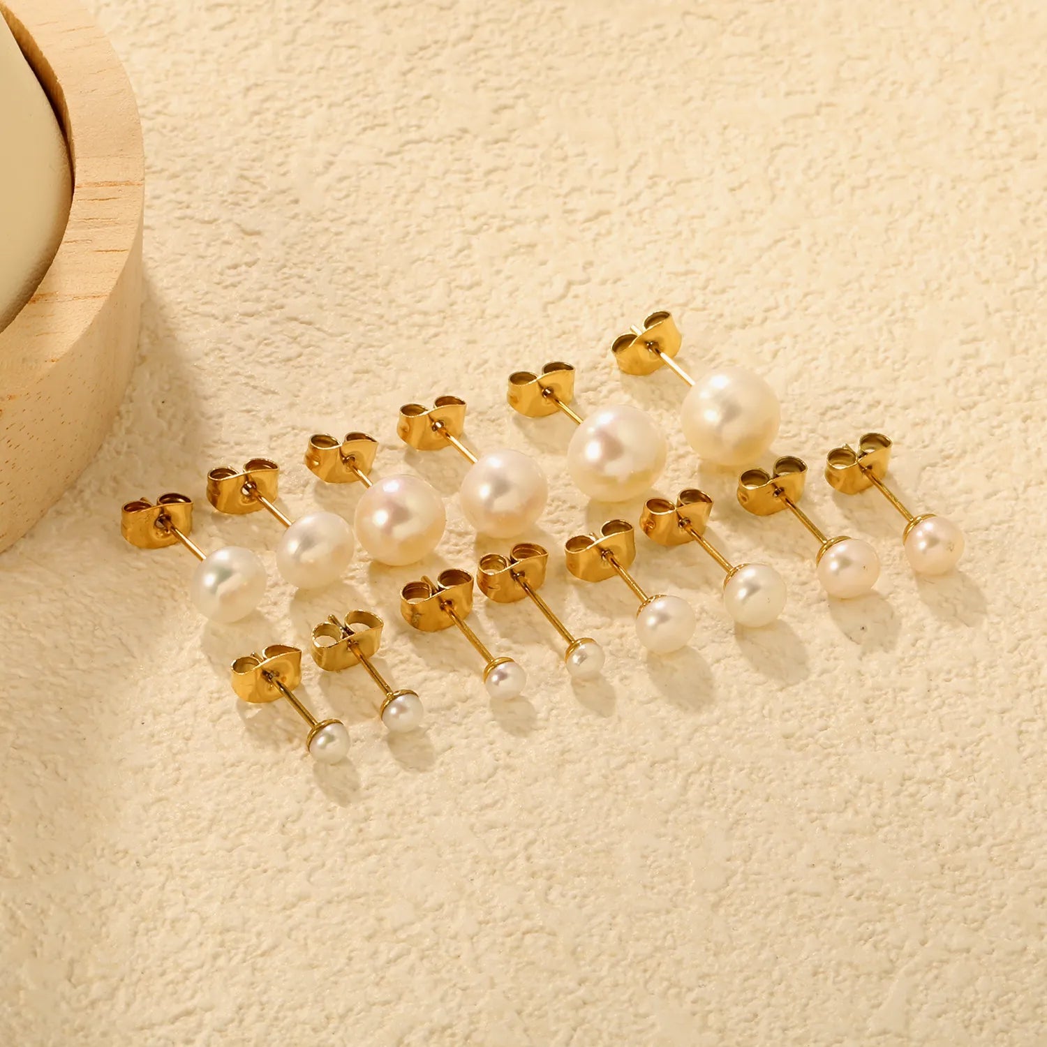3mm/4mm/5mm/6mm/7mm/8mm/9mm bread pearl (freshwater pearl) butterfly stud earrings, gold asonjewelry