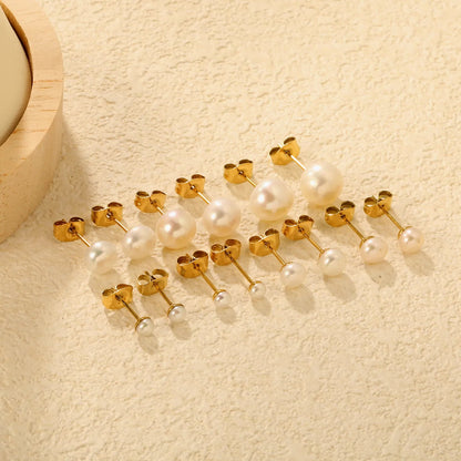 3mm/4mm/5mm/6mm/7mm/8mm/9mm bread pearl (freshwater pearl) butterfly stud earrings, gold asonjewelry