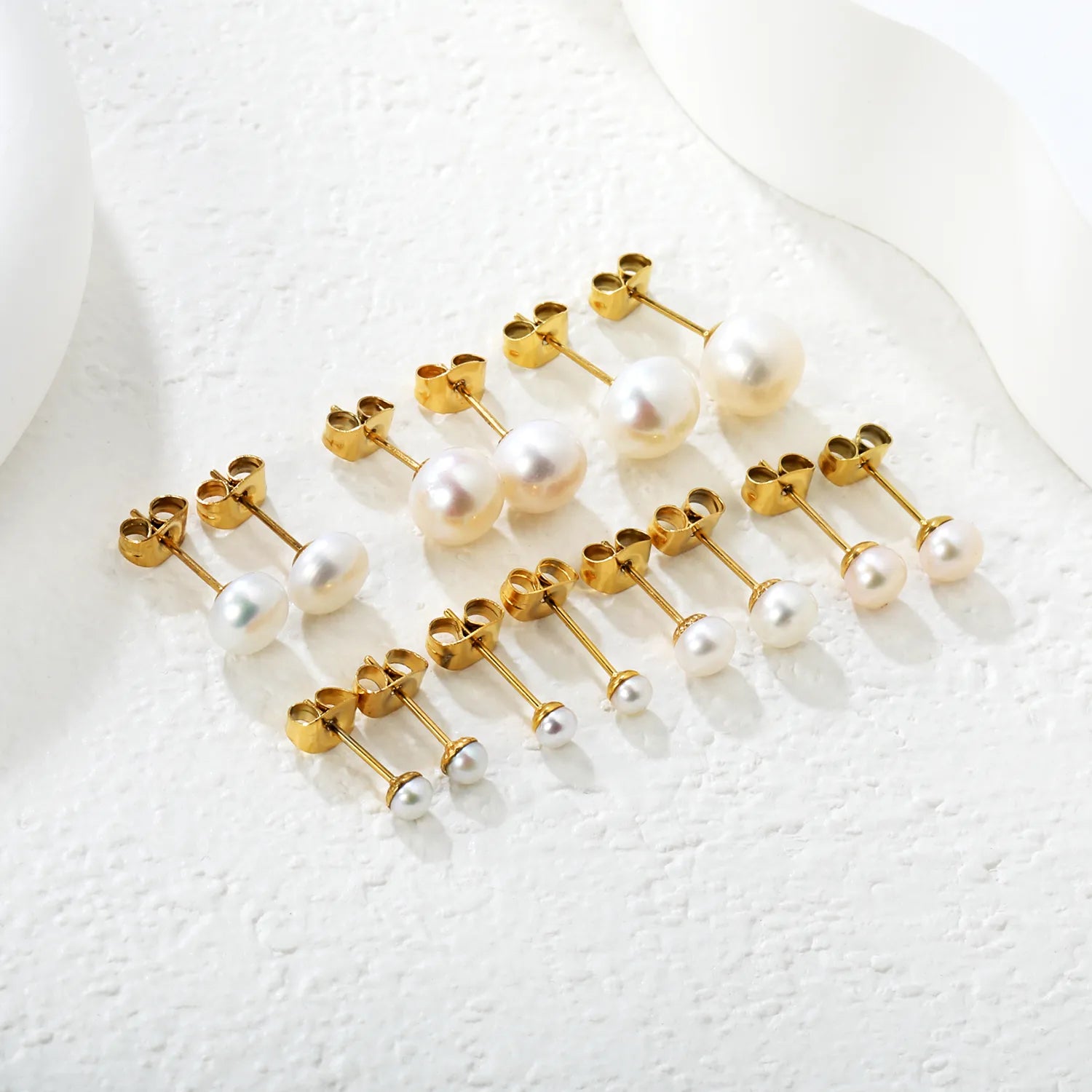 3mm/4mm/5mm/6mm/7mm/8mm/9mm bread pearl (freshwater pearl) butterfly stud earrings, gold asonjewelry