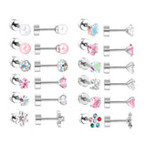 (Same as LPE11291S) Mixed-Color Stud Earrings, Steel Gray