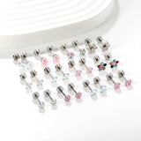 (Same as LPE11291S) Mixed-Color Stud Earrings, Steel Gray - Asonjewelry