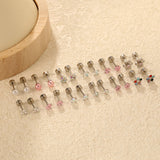 (Same as LPE11291S) Mixed-Color Stud Earrings, Steel Gray - Asonjewelry