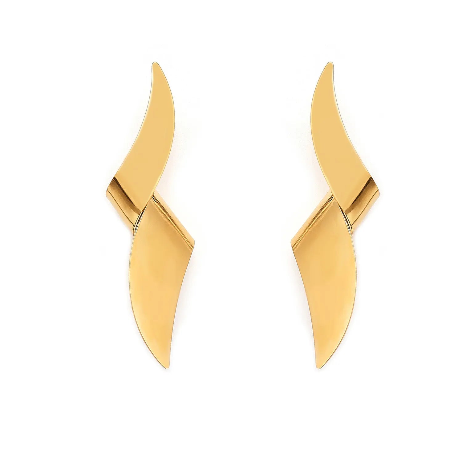 15*47mm Twisted Knot Stud Earrings Gold, Steel - Asonjewelry
