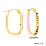 2.26 * 22mm oval-shaped geometric band with white/purple/blue/pink/orange diamonds, ear hooks, golden color asonjewelry