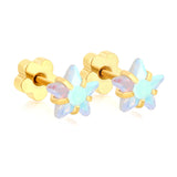 (Same as LPE16081G) 4 pairs of gold-plated stainless steel cartilage stud earrings - Asonjewelry