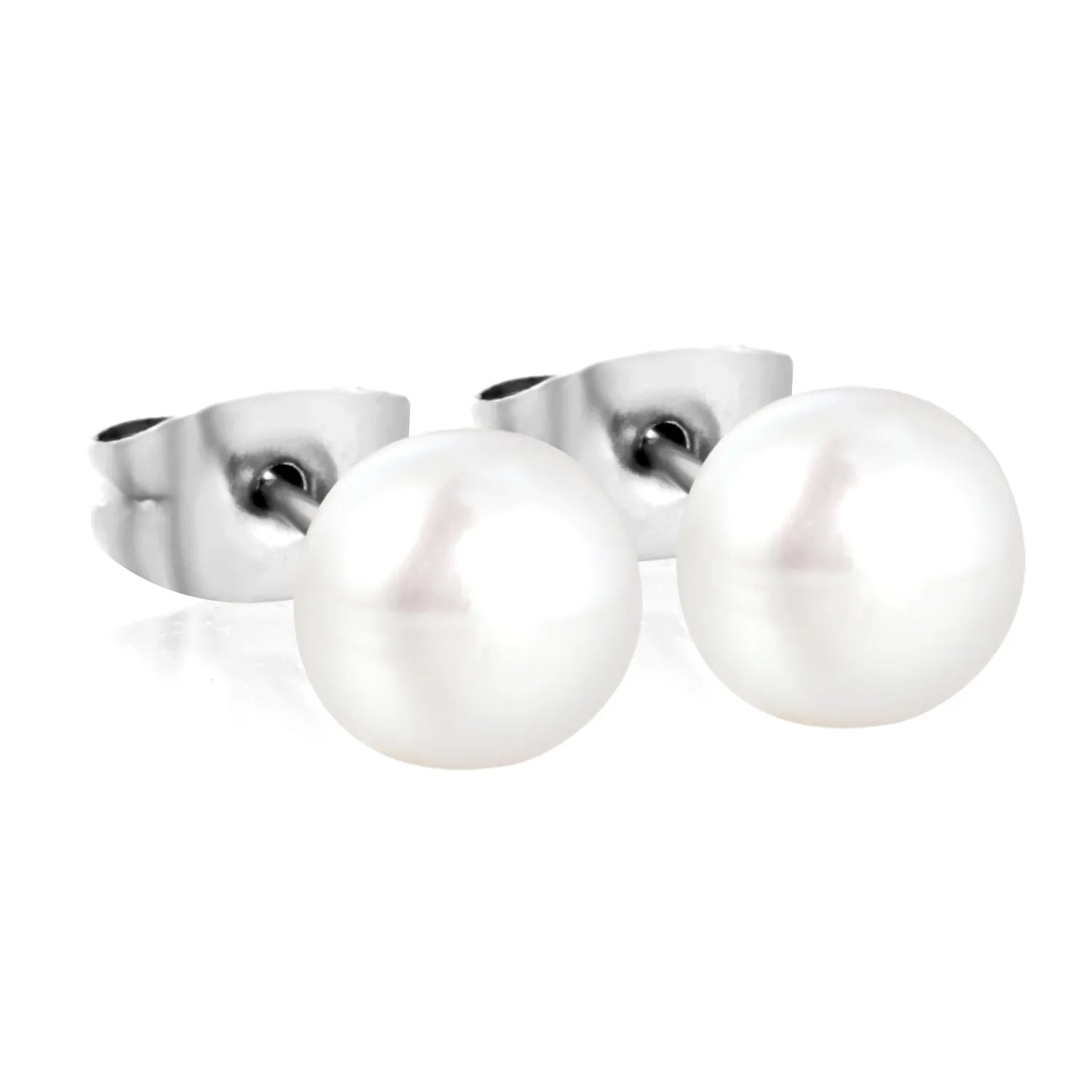 3mm/4mm/6mm/7mm/8mm/9mm/10mm bread pearl (freshwater pearl) butterfly earrings, steel color asonjewelry