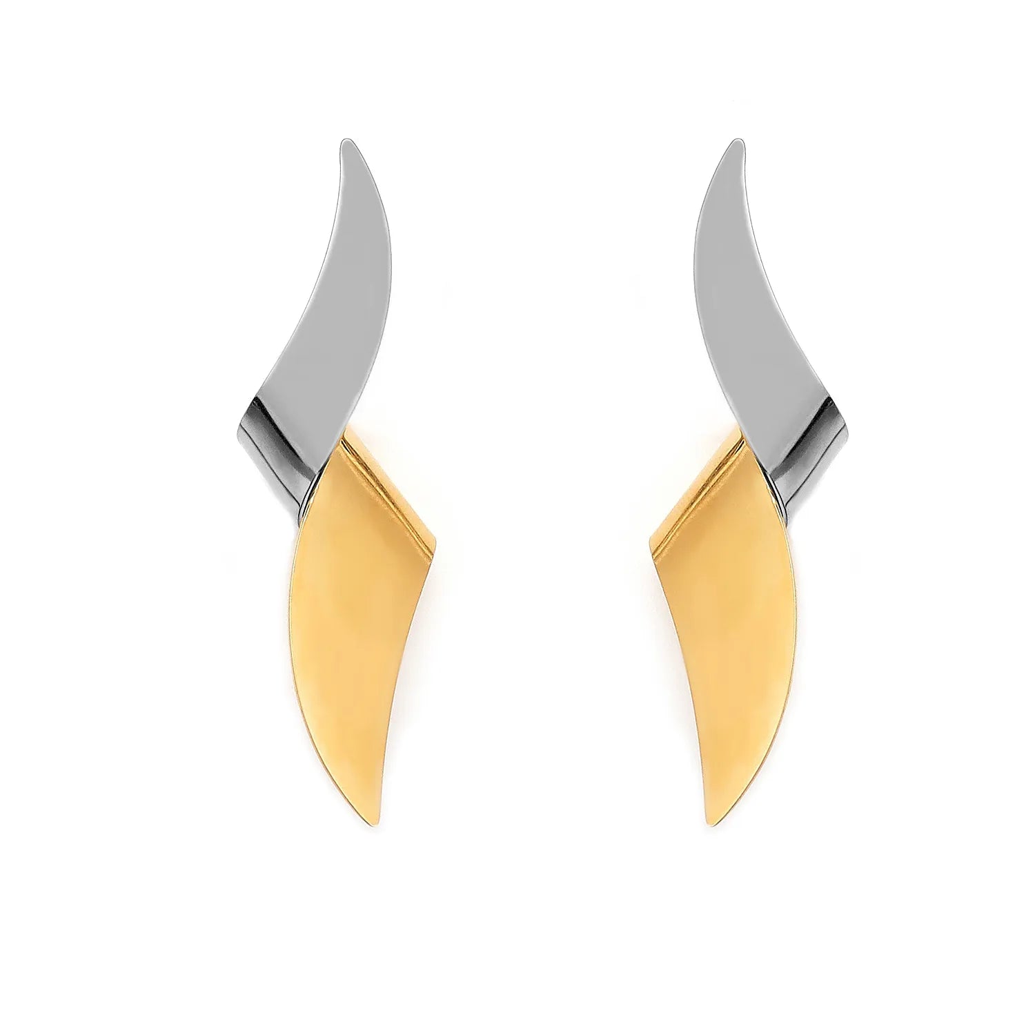 15*47mm Twisted Knot Stud Earrings Gold, Steel - Asonjewelry