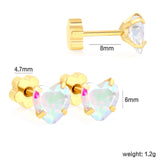 (Same as LPE16081G) 4 pairs of gold-plated stainless steel cartilage stud earrings - Asonjewelry