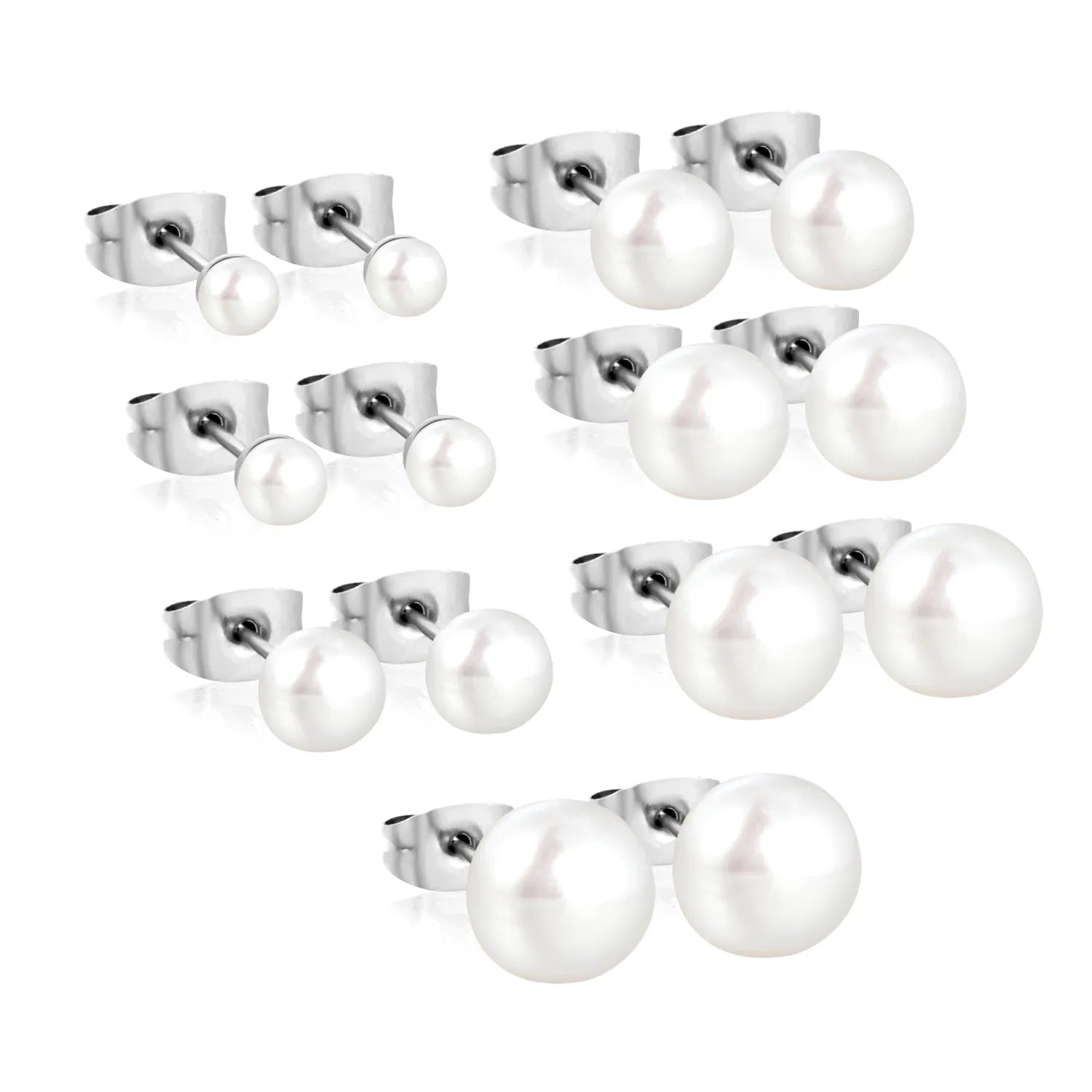 3mm/4mm/6mm/7mm/8mm/9mm/10mm bread pearl (freshwater pearl) butterfly earrings, steel color asonjewelry