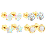 (Same as LPE16081G) 4 pairs of gold-plated stainless steel cartilage stud earrings - Asonjewelry