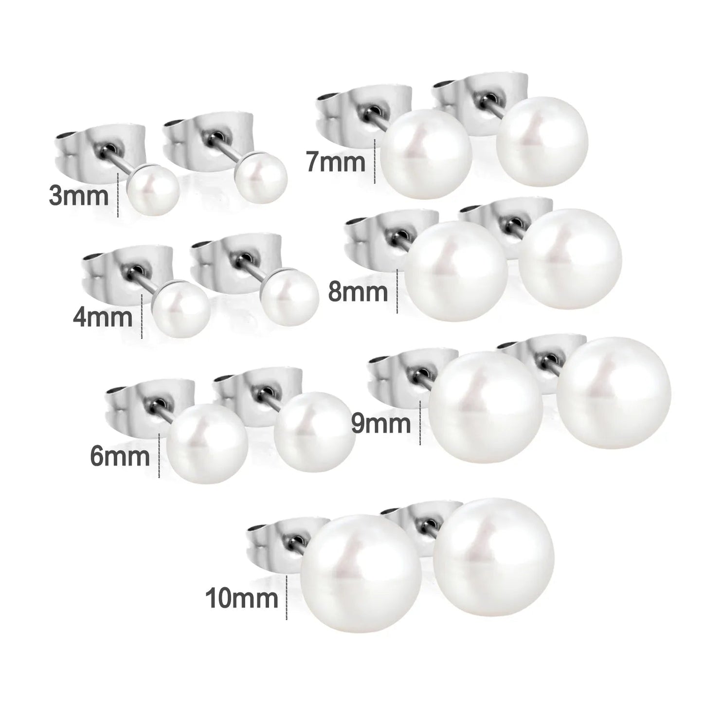 3mm/4mm/6mm/7mm/8mm/9mm/10mm bread pearl (freshwater pearl) butterfly earrings, steel color asonjewelry