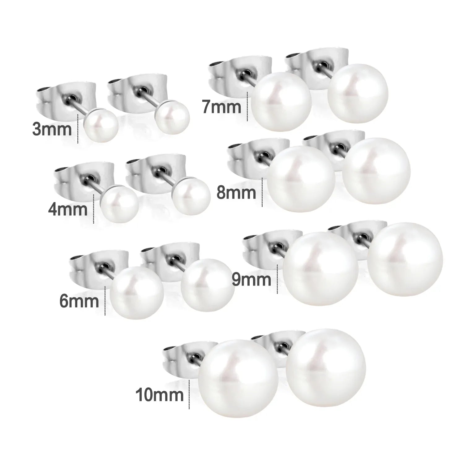 3mm/4mm/6mm/7mm/8mm/9mm/10mm bread pearl (freshwater pearl) butterfly earrings, steel color asonjewelry