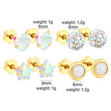(Same as LPE16081G) 4 pairs of gold-plated stainless steel cartilage stud earrings - Asonjewelry