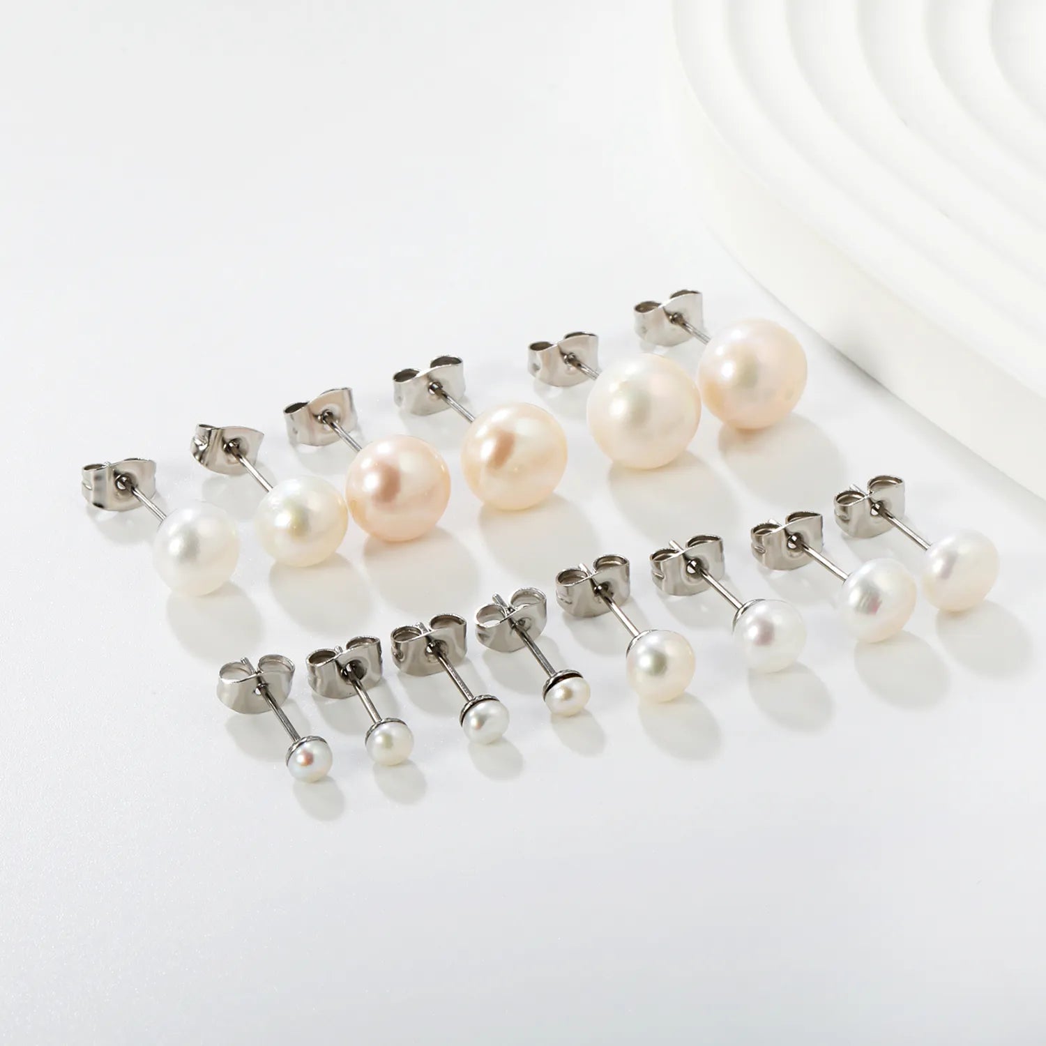 3mm/4mm/6mm/7mm/8mm/9mm/10mm bread pearl (freshwater pearl) butterfly earrings, steel color asonjewelry