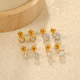 (Same as LPE16081G) 4 pairs of gold-plated stainless steel cartilage stud earrings - Asonjewelry