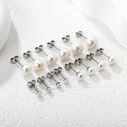 3mm/4mm/6mm/7mm/8mm/9mm/10mm bread pearl (freshwater pearl) butterfly earrings, steel color asonjewelry