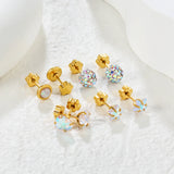 (Same as LPE16081G) 4 pairs of gold-plated stainless steel cartilage stud earrings - Asonjewelry