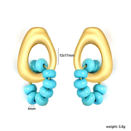 12*17mm Openwork Teardrop Earrings Gold + 9x 4mm Turquoise/Peridot Earrings Gold - Asonjewelry