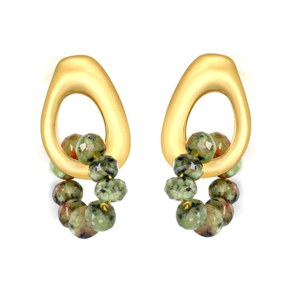 12*17mm Openwork Teardrop Earrings Gold + 9x 4mm Turquoise/Peridot Earrings Gold - Asonjewelry