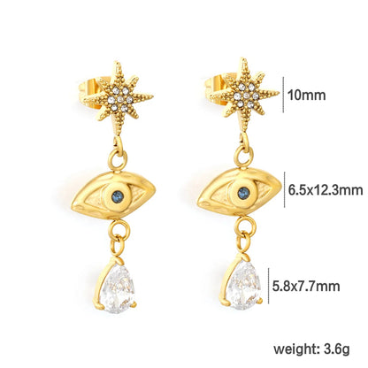 Earrings 10mm eight-pointed star 6.5*12.3mm marquise 5.8*7.7 drop diamond gold asonjewelry