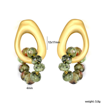 12*17mm Openwork Teardrop Earrings Gold + 9x 4mm Turquoise/Peridot Earrings Gold - Asonjewelry