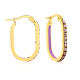 2.26 * 22mm oval-shaped geometric band with white/purple/blue/pink/orange diamonds, ear hooks, golden color asonjewelry