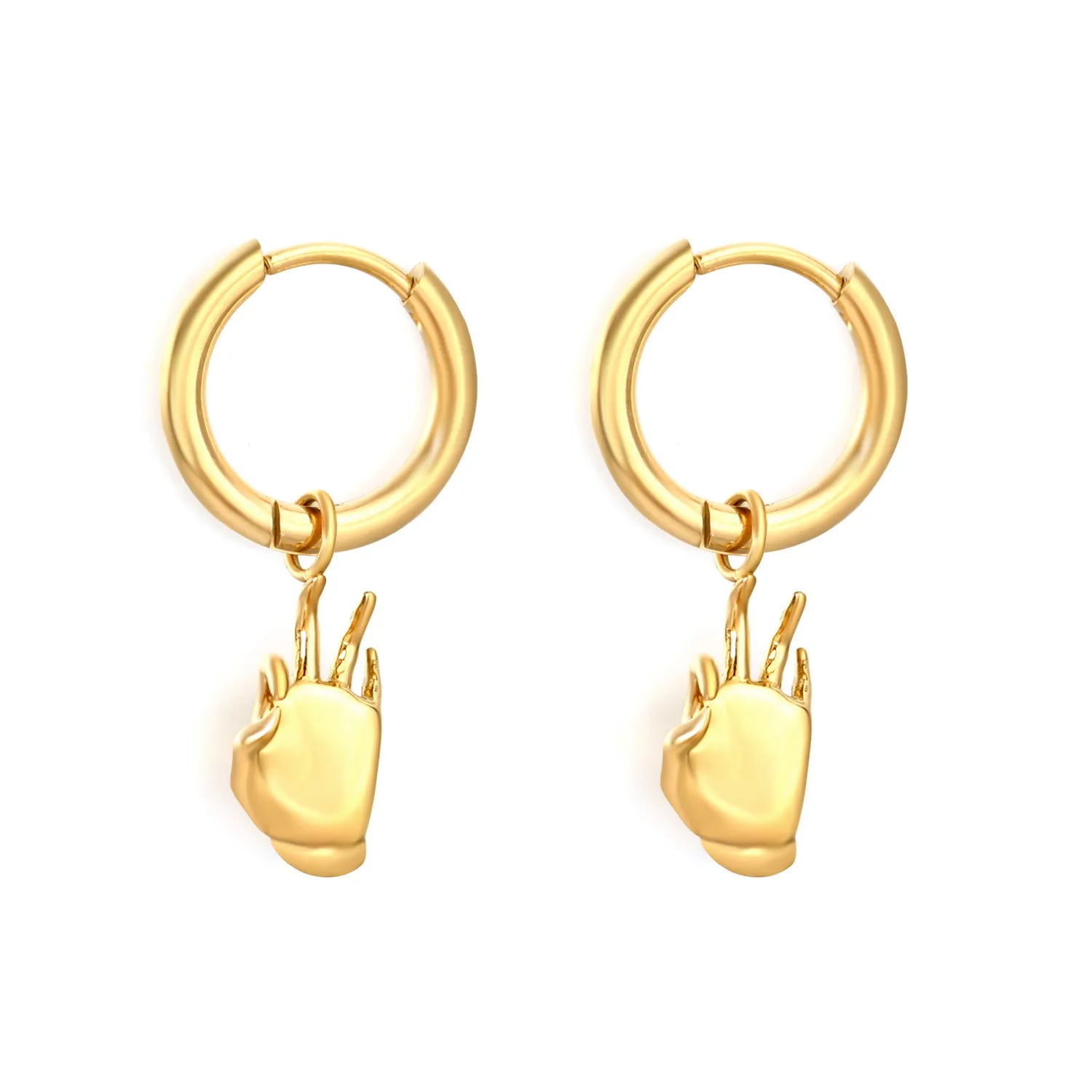 2.0*10mm Gold Plated Hand Gesture Earrings with 7*13mmSecure Inner Clasp | Dainty Minimalist Lightweight Hypoallergenic Everyday Wear Versatile Fashion Jewelry for Women & Girls asonjewelry