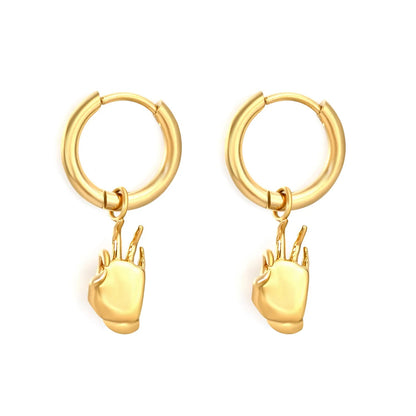 2.0*10mm Gold Plated Hand Gesture Earrings with 7*13mmSecure Inner Clasp | Dainty Minimalist Lightweight Hypoallergenic Everyday Wear Versatile Fashion Jewelry for Women & Girls asonjewelry