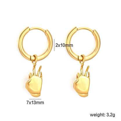 2.0*10mm Gold Plated Hand Gesture Earrings with 7*13mmSecure Inner Clasp | Dainty Minimalist Lightweight Hypoallergenic Everyday Wear Versatile Fashion Jewelry for Women & Girls asonjewelry