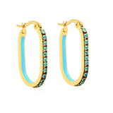 2.26 * 22mm oval-shaped geometric band with white/purple/blue/pink/orange diamonds, ear hooks, golden color asonjewelry