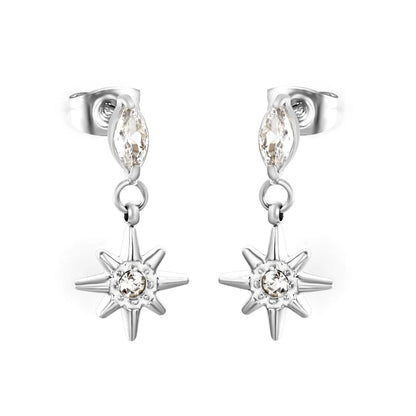 3.5*7mm Marquise 10mm Eight-Pointed Star Stud Earrings Steel Gold Dual Color Optional | Minimalist Modern Stainless Steel Gold Plated Lightweight Everyday Wear Versatile Fashion Jewelry asonjewelry